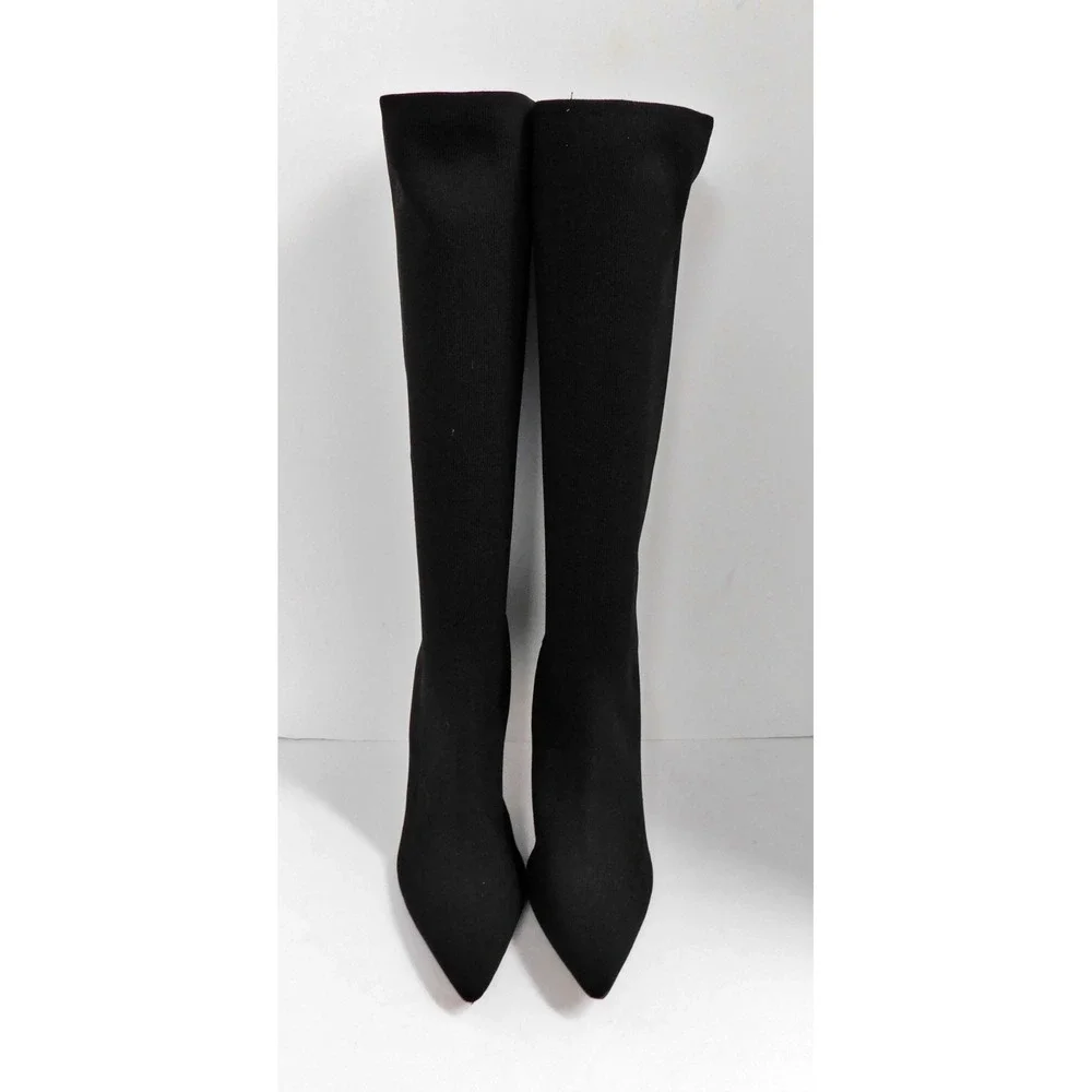 Saks Fifth Avenue Black Stretch‎ Fabric Tall Fashion Boots 9 M
